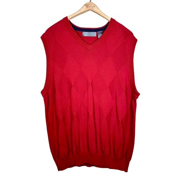 OSCAR DE LA RENTA Vintage Argyle Knit Sweater Vest - Picture 1 of 6